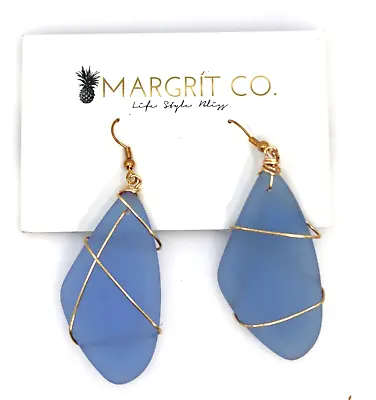 Margrit Co. Recycled Glass No More Teardrops Royal Blue Earrings Dangle Drop • $19.99