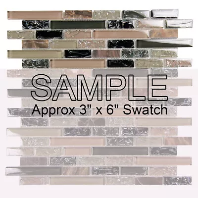 Mosaic Glass Tile Eros Linear Kitchen Bathroom Fireplace Wall Backsplash Green • $4.40