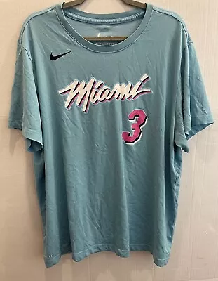 Nike Miami Heat South Beach Dwayne Wade #3 T Shirt BV8773-422 Size XL DriFit NBA • $30