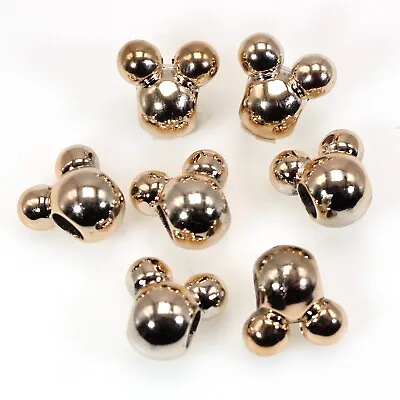50pcs Metallic Golden Color Acrylic Mouse Face Beads 14mm With Large Hole 5mm • $3.32