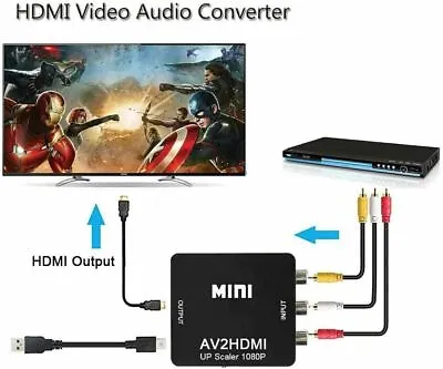 £7.17 • Buy RCA To HDMI Converter Adapter AV 1080P For TV Audio Video Composite CVBS AV2HDMI