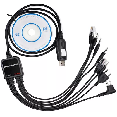 8in1 USB Programming Cable Cord With CD For Baofeng Motorola Kenwood HYT Radio • $13.77