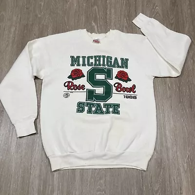 Michigan State Sweater L Vintage 80s Spartans Rose Bowl Football Game-day Crew • $29.98