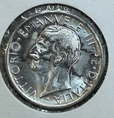 Italy 1927 5 Lire Km67.1 Unc Silver • $12.99