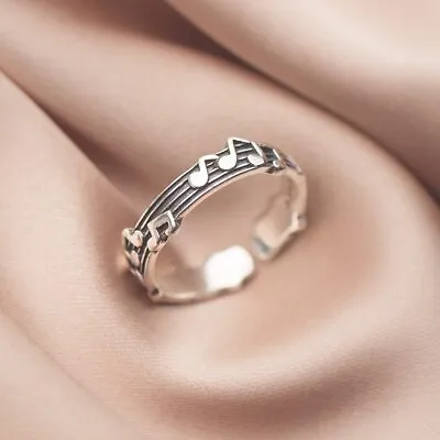 Fashion Jewelry Silver Music Note Minimalist Adjustable Ring Musician 1-58 • $11.66