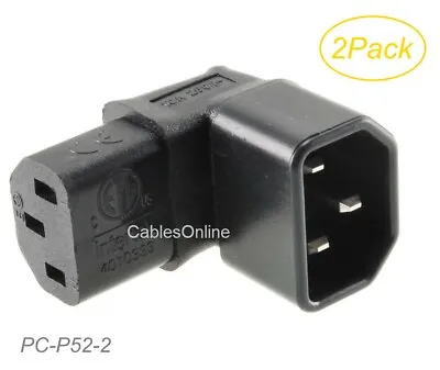 2-Pack Right-Angle Down IEC 320 C14 Male To IEC 320 C13 Female Power Adapters • $11.98