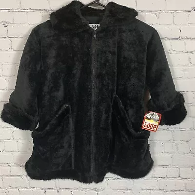 Corky & Company Girls Black Faux Fur Coat Jacket Size 5 New NWT • $64.98