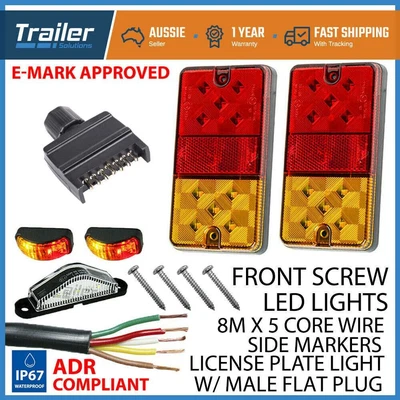 $49.95 • Buy 2 X 10 LED TRAILER LIGHTS KIT, Trailer Plug, CABLE, Side Marker, No. Plate Light