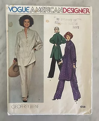 Vintage ORIGINAL Vogue American Designer 1980s Geoffrey Beene Pattern 1258 • $19.99