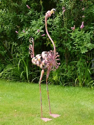 Large Garden Flamingo Metal Sculpture Ornament Home & Garden & Patio Outdoor • £22.50