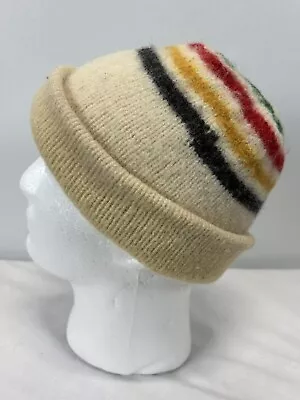 Vtg Wool Knit Stripe Beanie Stocking Hat GUC Made In USA • $49.99