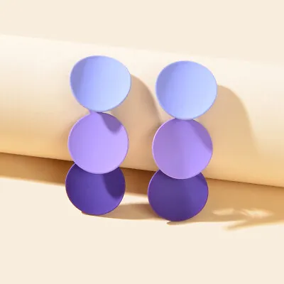 $1.99 • Buy Gradient Purple Round Dangle Geometric Pierced Earrings Costume Party Jewellery