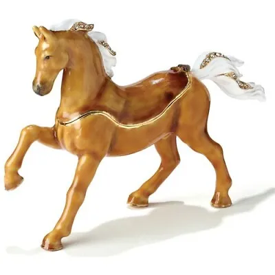 Kubla Crafts Jeweled Trinket Box - ARABIAN HORSE (LIGHT BROWN) - KUB-3301 • $38.50