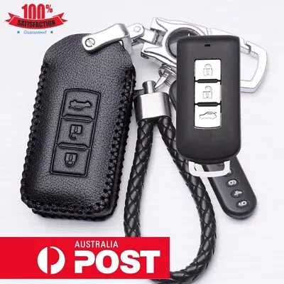 $18.99 • Buy For Mitsubishi  Car Key Case Cover Remote Geniue Leather For 3 Buttons