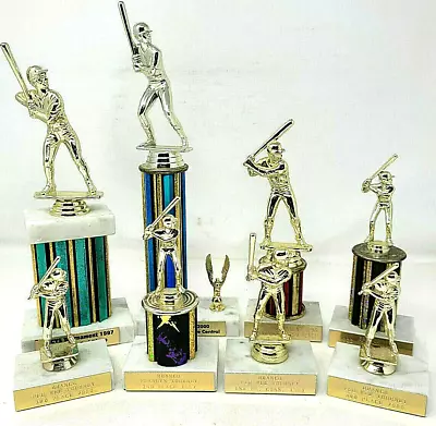 8 Baseball Softball Pee Wee Peanut Div. Award Trophies Marble Bases 1996 To 2000 • $20.99