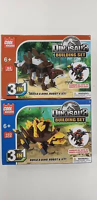 Dinosaur Building Set 3 In 1 Build A Dino Robot & Jet! Lot Of 2 • $22.13