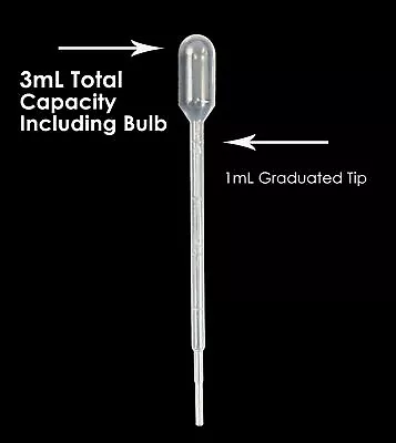 1mL Graduation 3mL Total Capacity Including Bulb Eye Dropper Pipettes 300pcs • $11.97