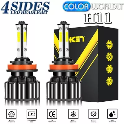 2PCS 4-Sides H11 H8 H9 COB LED Headlight Bulb Foglight Hi/Lo Beam 6000K 120W Kit • $11.69