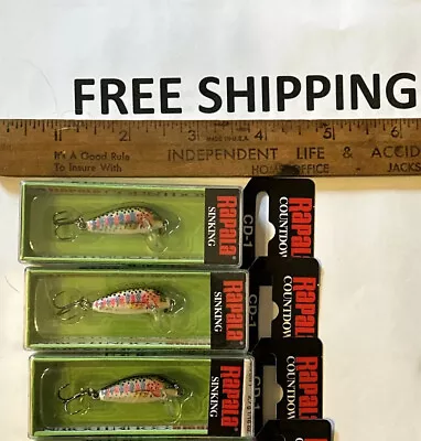 LOT OF 3 Rapala Cd-1 Cd01 Rt Rainbow Trout  1  1/16oz Sinking Countdown Minnow • $19.17