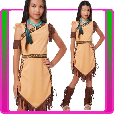 Girls Indian Native Costume American Princess Pocahontas Western Book Week Dress • $35.14