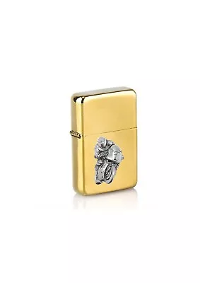 £14.99 • Buy PPT02 Racing Bike Pewter Pendant On A Petrol Wind Proof Gold Lighter