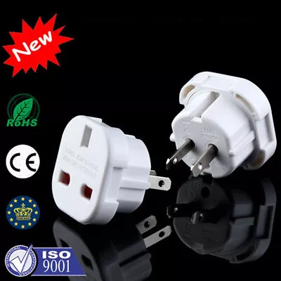 Travel Adaptors Plug For UK To USA US Canada Mexico / EU 2Pin To UK 3Pin Adapter • £4.31