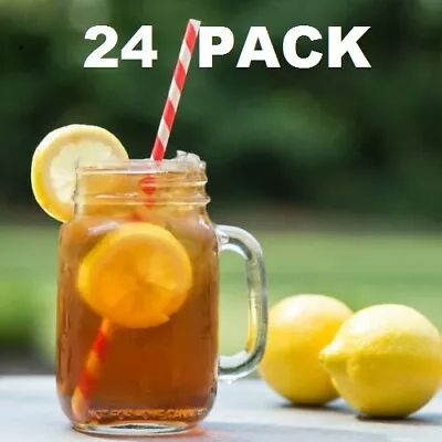 24 CASE 16 Oz Glass Mason Canning Drinking Jar With Handle Bar Beer Restaurant • $41.41