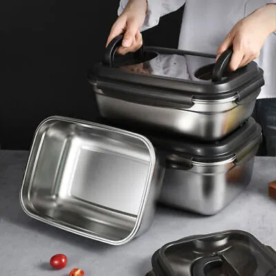 £9.52 • Buy Stainless Steel Bento Lunch Box Adult Container Metal Large Capacity For Camping