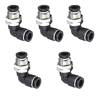 Jienk 5Pcs Bulkhead Elbow 1/4 X 1/4 Tube OD Push To Connect Tube Fitting PL • $21.25