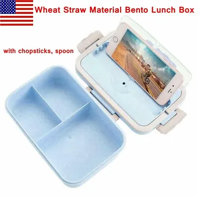  Portable Lunch Box Bento Box Food Storage Container Microwave+ Spoon+ Chopstick • $13.99