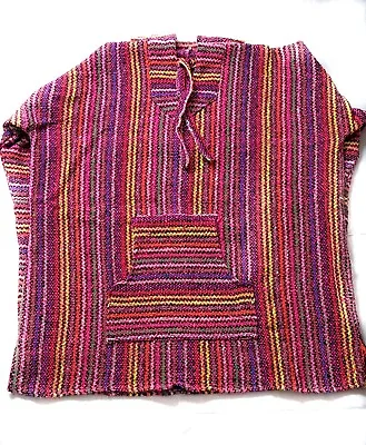Mexican Poncho Baja Hoodie Surfer Skater Drug Rug Jacket Made In Mexico Unisex • $19.90