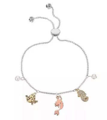 Disney The Little Mermaid Tri-Tone CHARM BRACELET Silver Plated Ariel/Flounder+ • $25