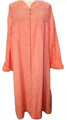 CHENILLE  ROBE Leisure Life  Heavy Cotton Zip Front Maxi  Size  C6 USA VINTAGE • $64