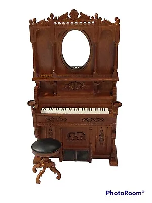 Vtg Dollhouse Miniatures Platinum Collection Victorian Pump Organ/ Piano W/Stool • $124.99