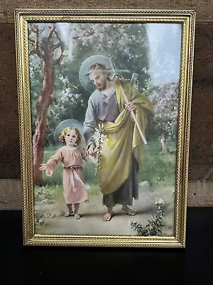 Vintage Jesus Child St Joseph Print Picture Christianity Religious Italy 1951 • $24.99