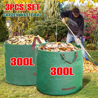 3x300L Large Jumbo Garden Waste Bag Heavy Duty Refuse Storage Sack Handles Grass • £14.99