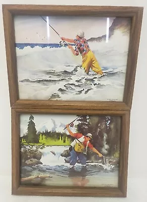 Vintage Sportsman Fishing Framed Prints Mountain And Ocean Painting Print  • $37.80