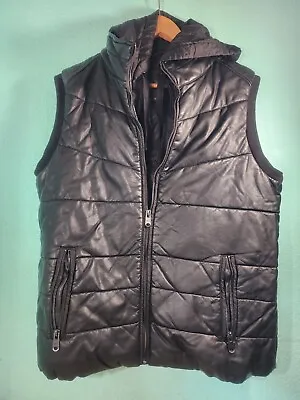 Marc Anthony Hooded Leather Puffer Vest With Satin Shell Size M • $70