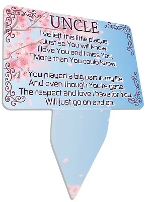 Uncle Memorial Plaque & Stake - Spike. Cherry Blossom Garden Grave Etc. • £12.49