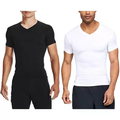 Under Armour Men's V-Neck T-Shirt UA Tactical HeatGear Compression Tee 1216010 • $26.88