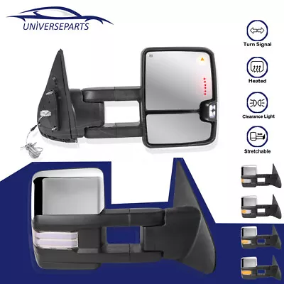 1 Pair Chrome Power Heated Tow Mirror LED Signal For 2008-2021 Tundra Sequoia • $184.79