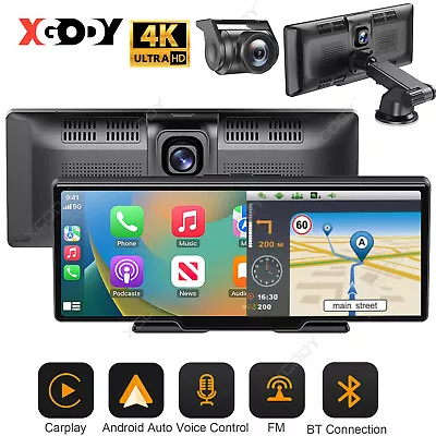 10  Portable Car Stereo Radio Wireless Apple Carplay Android Auto FM Bluetooth • $137