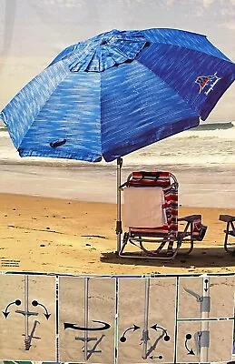 $63.88 • Buy 2M Tommy Bahama Beach Umbrella Sun Shade Garden Outdoor Shelter Sand Tent New