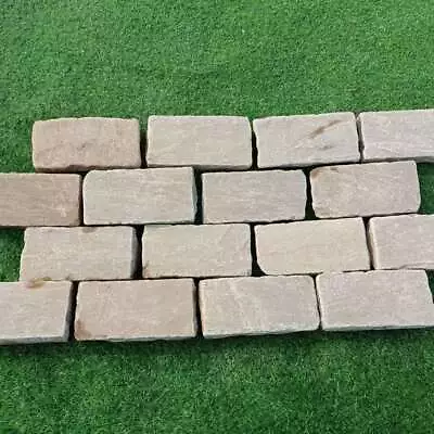 Raj Green Tumbled Sandstone 100X200 Block Setts • £301