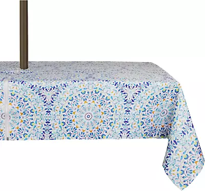 Outdoor And Indoor 60X84 Inch Tablecloth With Umbrella Hole And Zipper Waterpro • $18.74