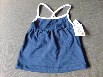 Maggie & Zoe Top 100%Cotton Sleeveless Strappy 12-24m 92cm Navy Mix BNWT • £4.99