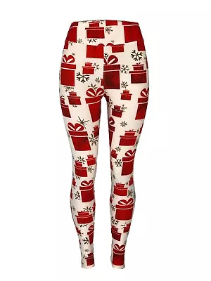 Christmas Presents & Snowflakes! Pink Red Leggings Amazing Print • $12.97