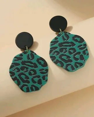 £5.99 • Buy Women Fashion Leopard Design Ethnic Wooden Boho Round Dangle Drop Earrings UK