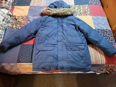 LL Bean Maine Warden Parka Goretex Goose Down Jacket Faux Fur Men’s XXL Blue • $169.99