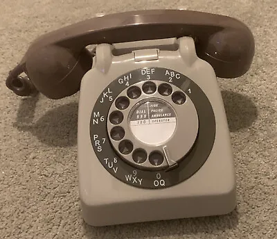 Gpo Rotary Dial Telephone  706 In Elephant Grey & Brown - Classic British Retro • £24.99